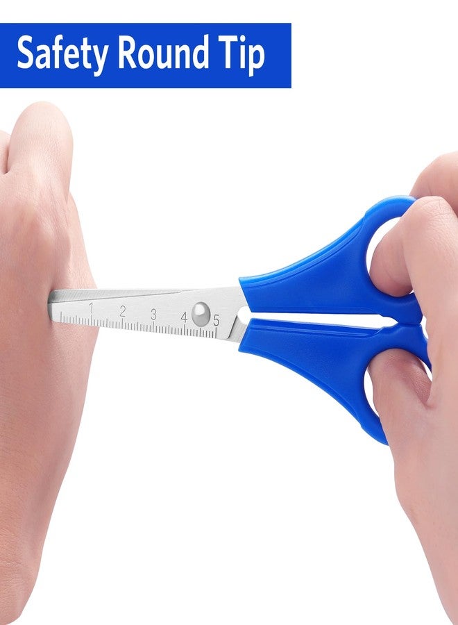 Asdirne Kid Scissors, Blunt Tip Safety for Child, Preschooler，Toddlers, Stainless Steel Blades with Centimetre Scale, More Accurate Cutting, Set of 6 - Image 4